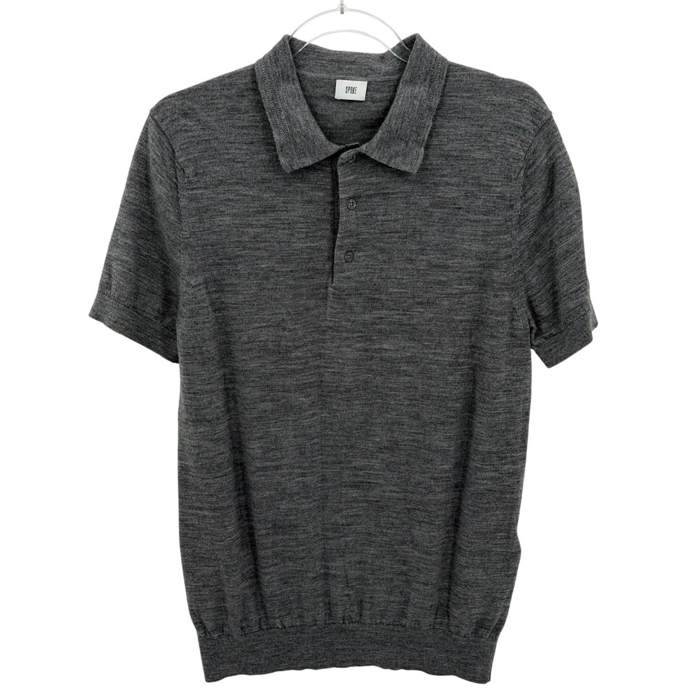 Spoke Sweater Mens Medium Gray 100% Wool Slim Long Knit Preppy Classic Polo